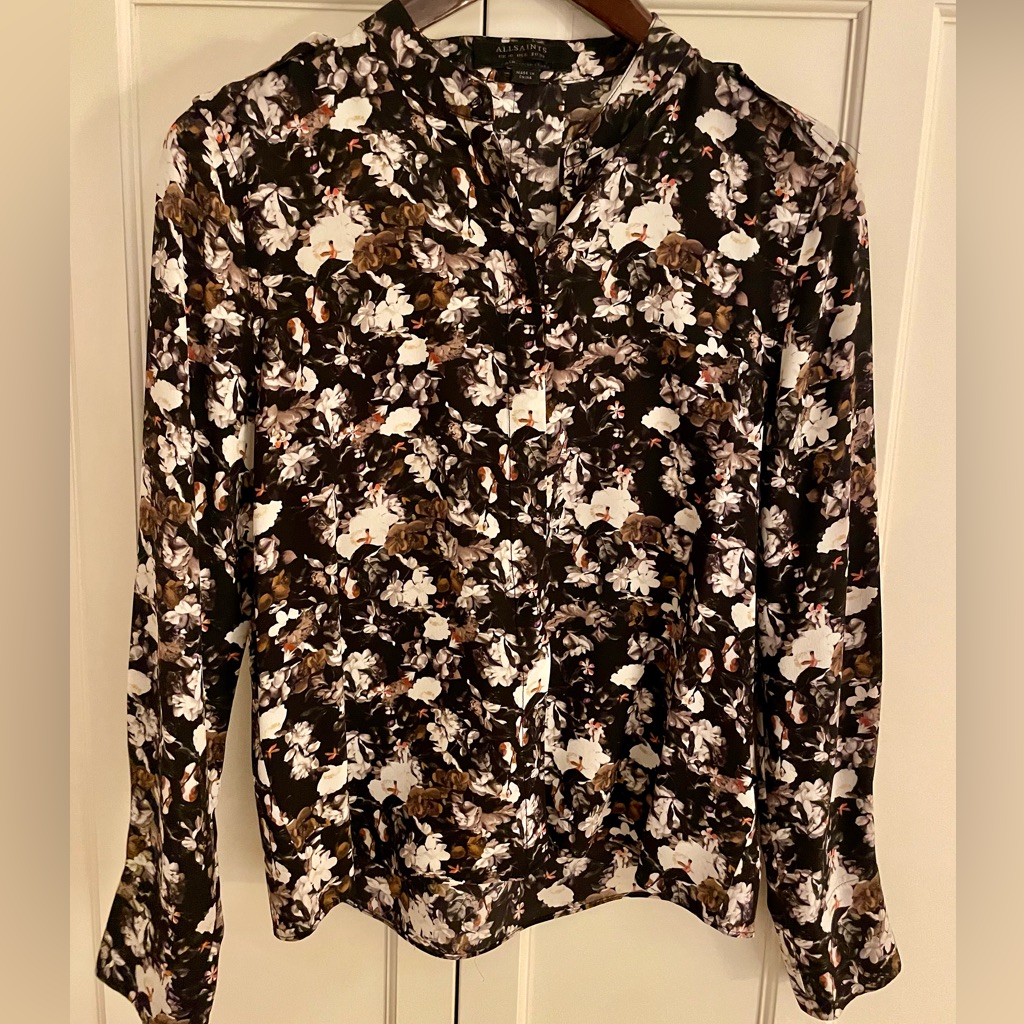 Allsaints Floral Silk Blouse Size 6